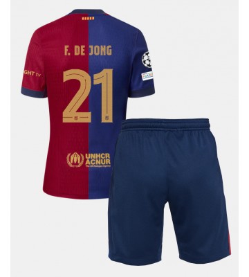 Barcelona Frenkie de Jong #21 Hjemmebanesæt Børn 2024-25 Kort ærmer (+ korte bukser)
